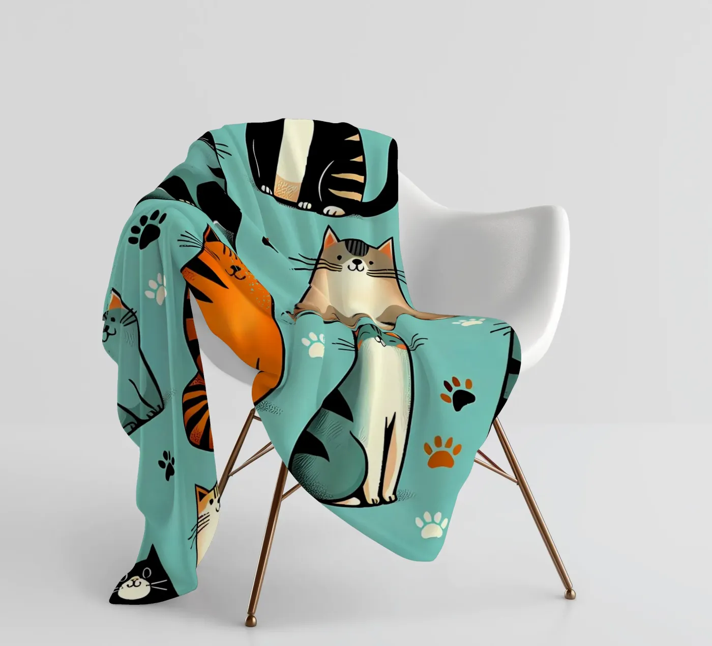 Katze Doodle-Muster Fleecedecke von Happy Littles