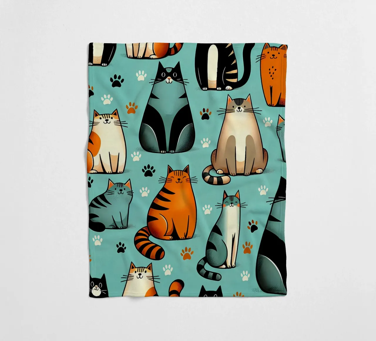 Cat Doodle Pattern Fleecedecke von Happy Littles