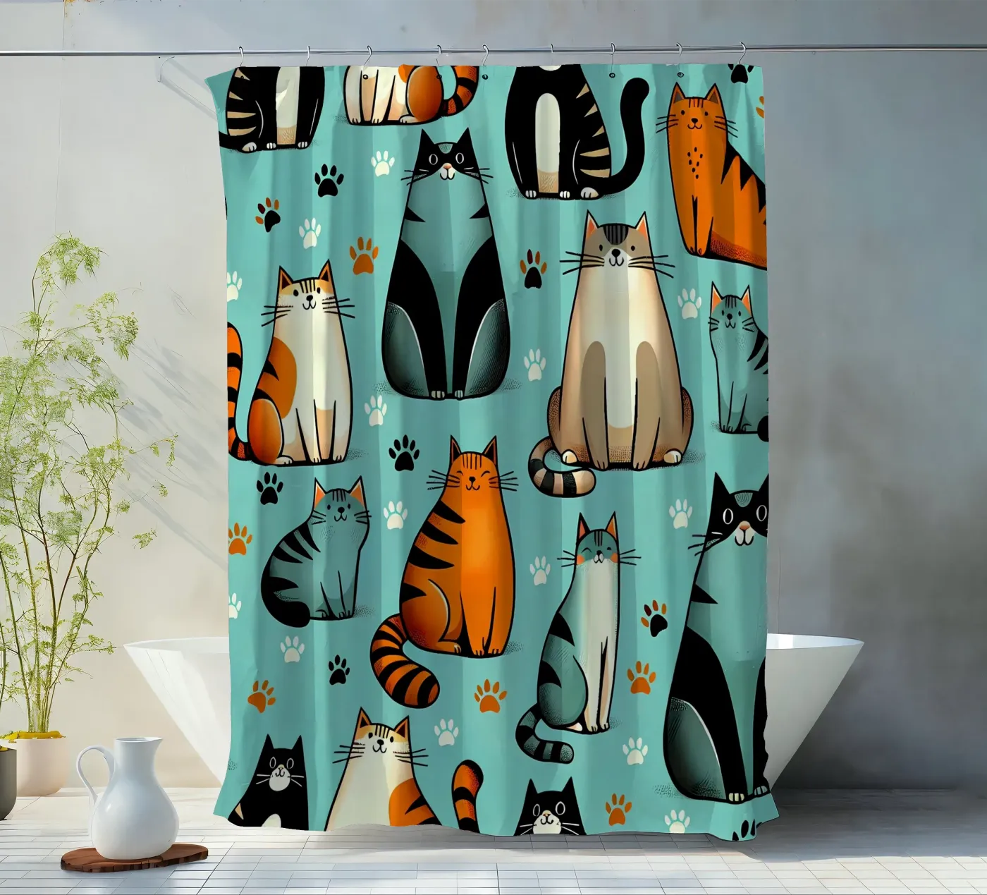 Cat Doodle Pattern douchegordijn van Happy Littles