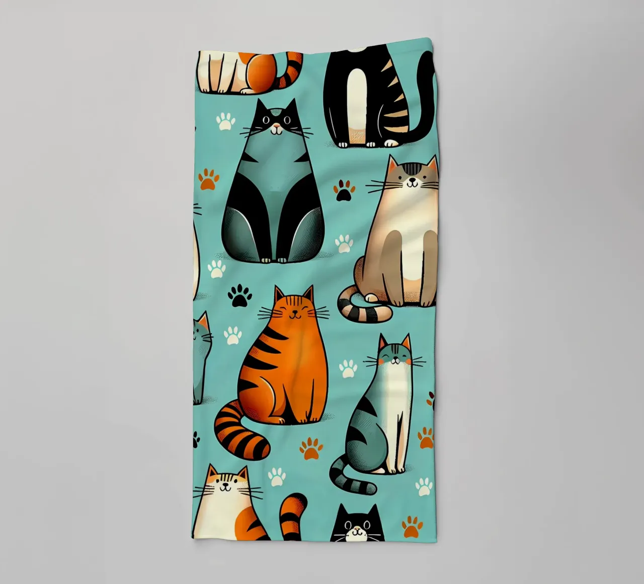Cat Doodle Pattern towel by Happy Littles