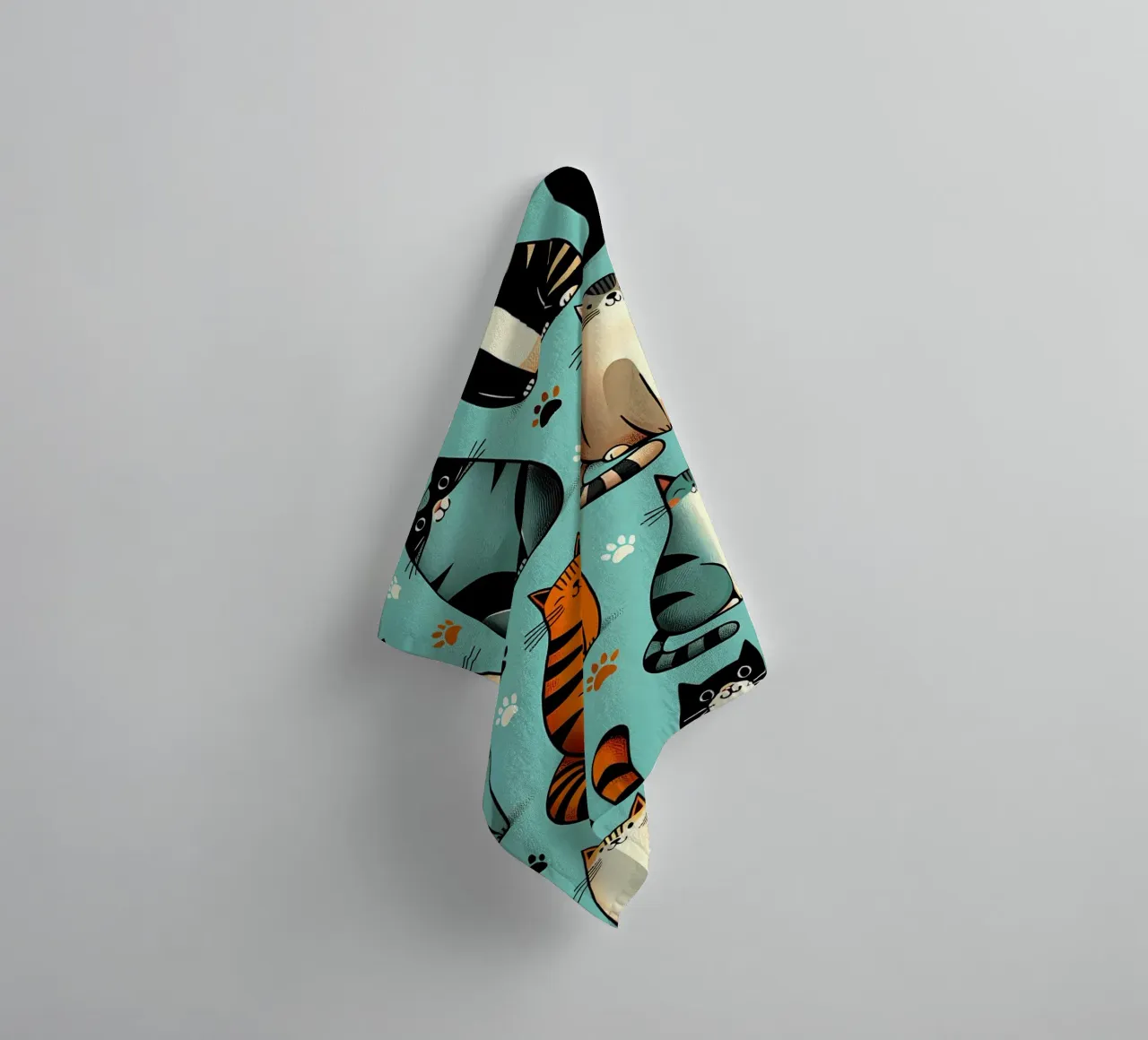 Cat Doodle Pattern towel by Happy Littles