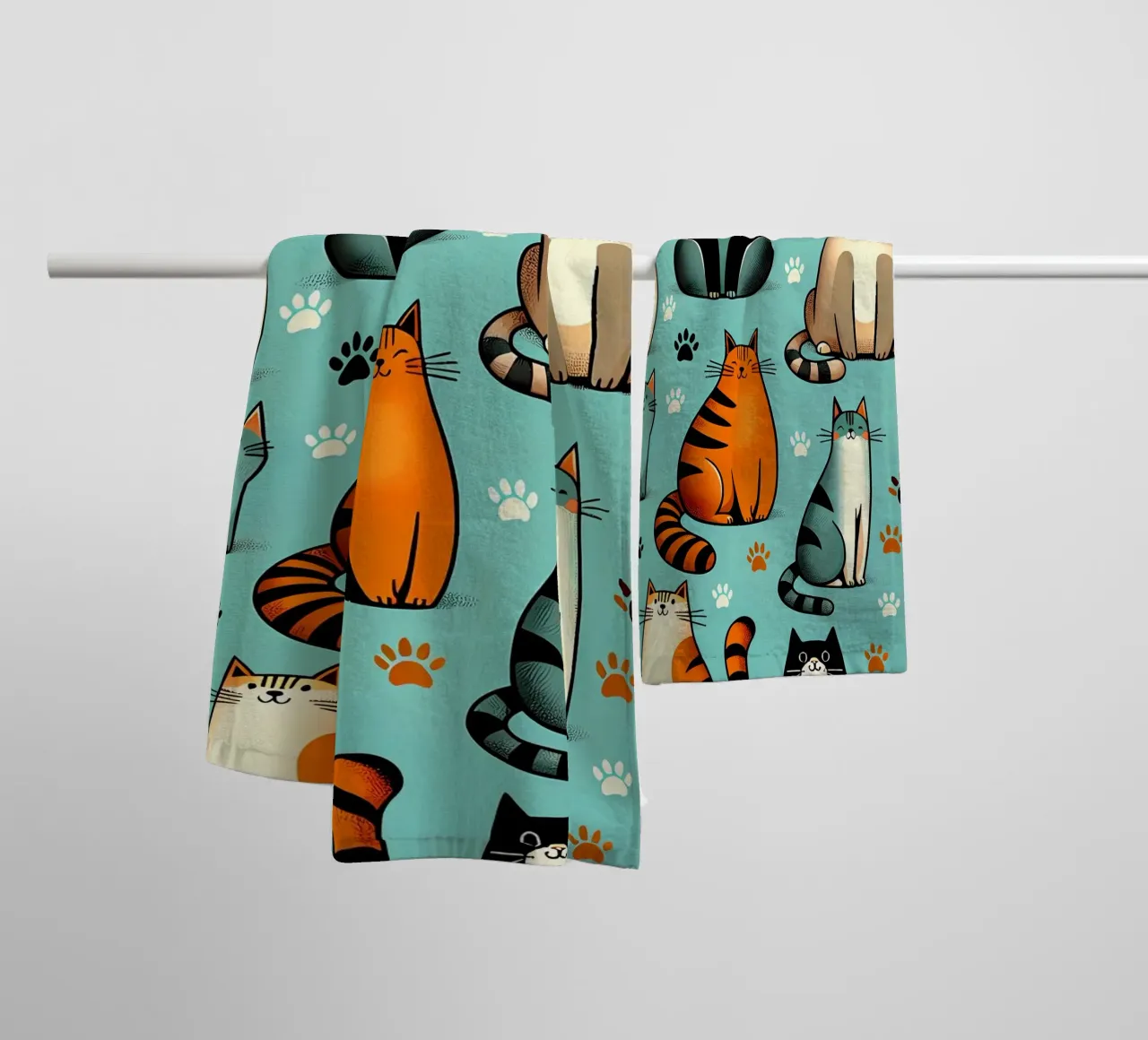 Cat Doodle Pattern towel by Happy Littles