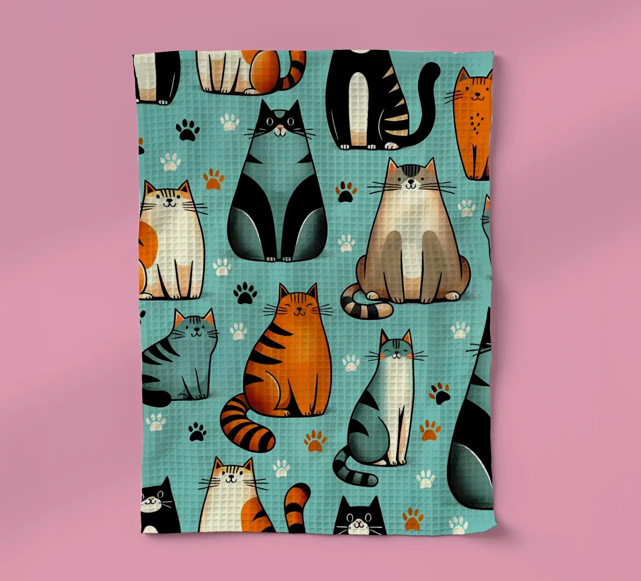 Motif de gribouillis de chat torchon de Happy Littles