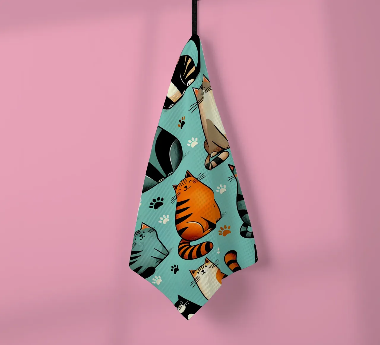 Motif de gribouillis de chat torchon de Happy Littles