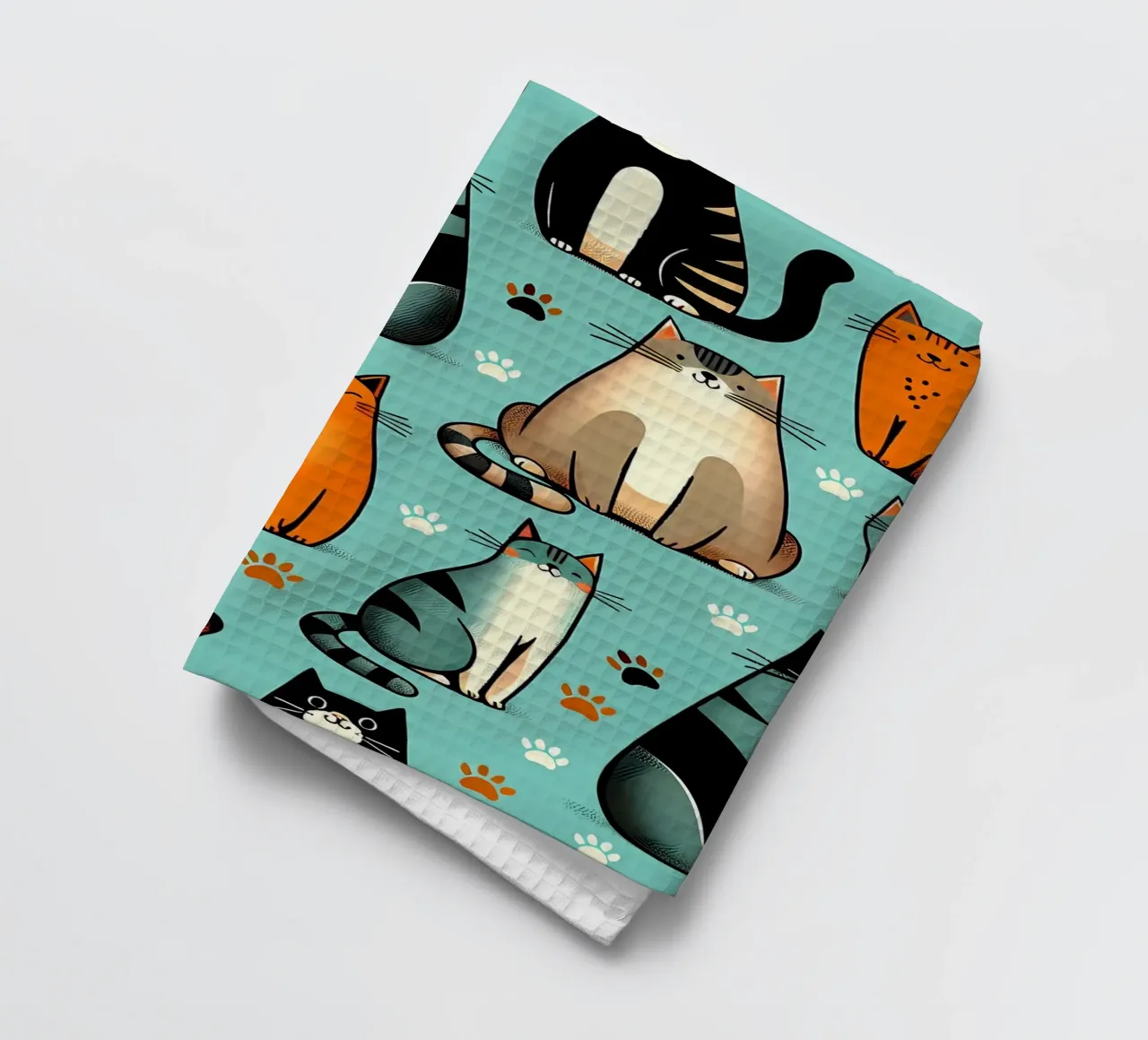 Motif de gribouillis de chat torchon de Happy Littles