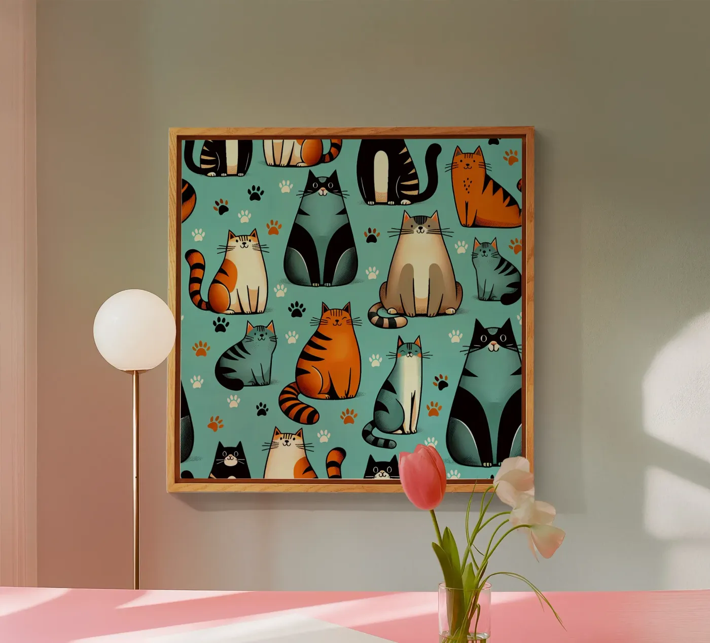 Cat Doodle Pattern acrylic glass by Happy Littles