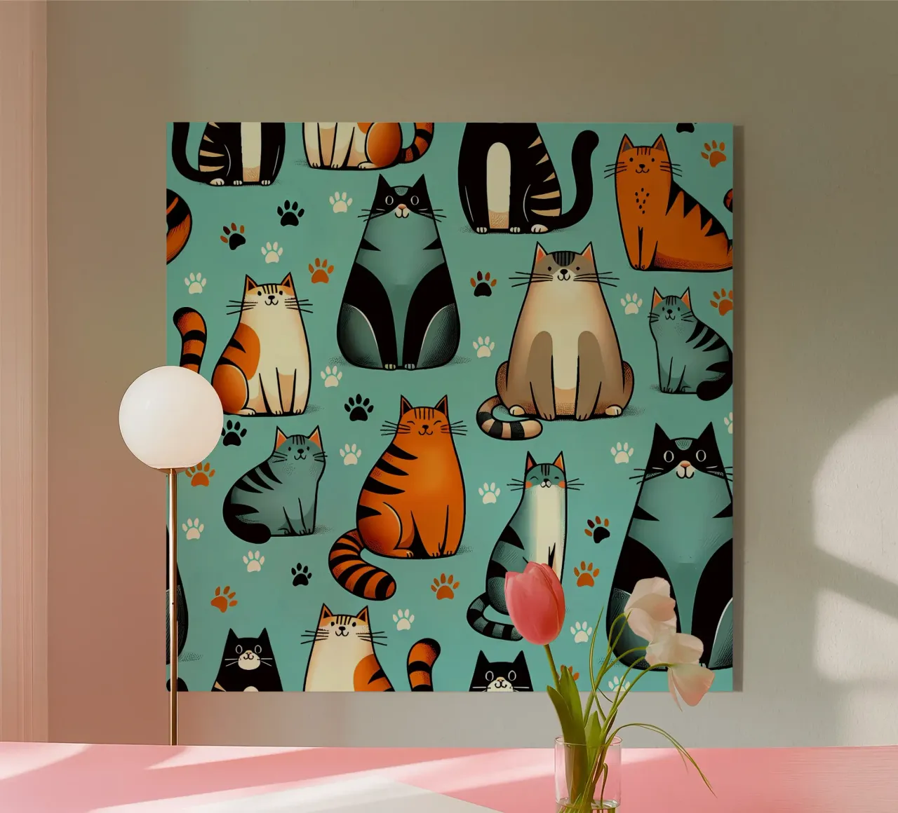 Cat Doodle Pattern acryl van Happy Littles