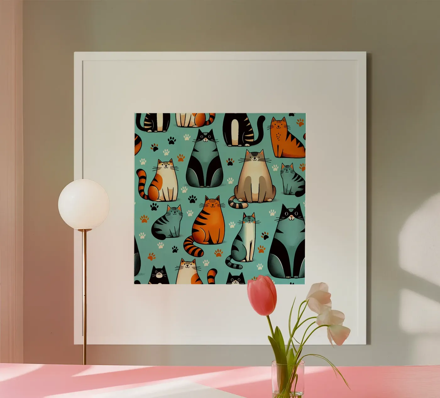 Motif de gribouillis de chat poster de Happy Littles