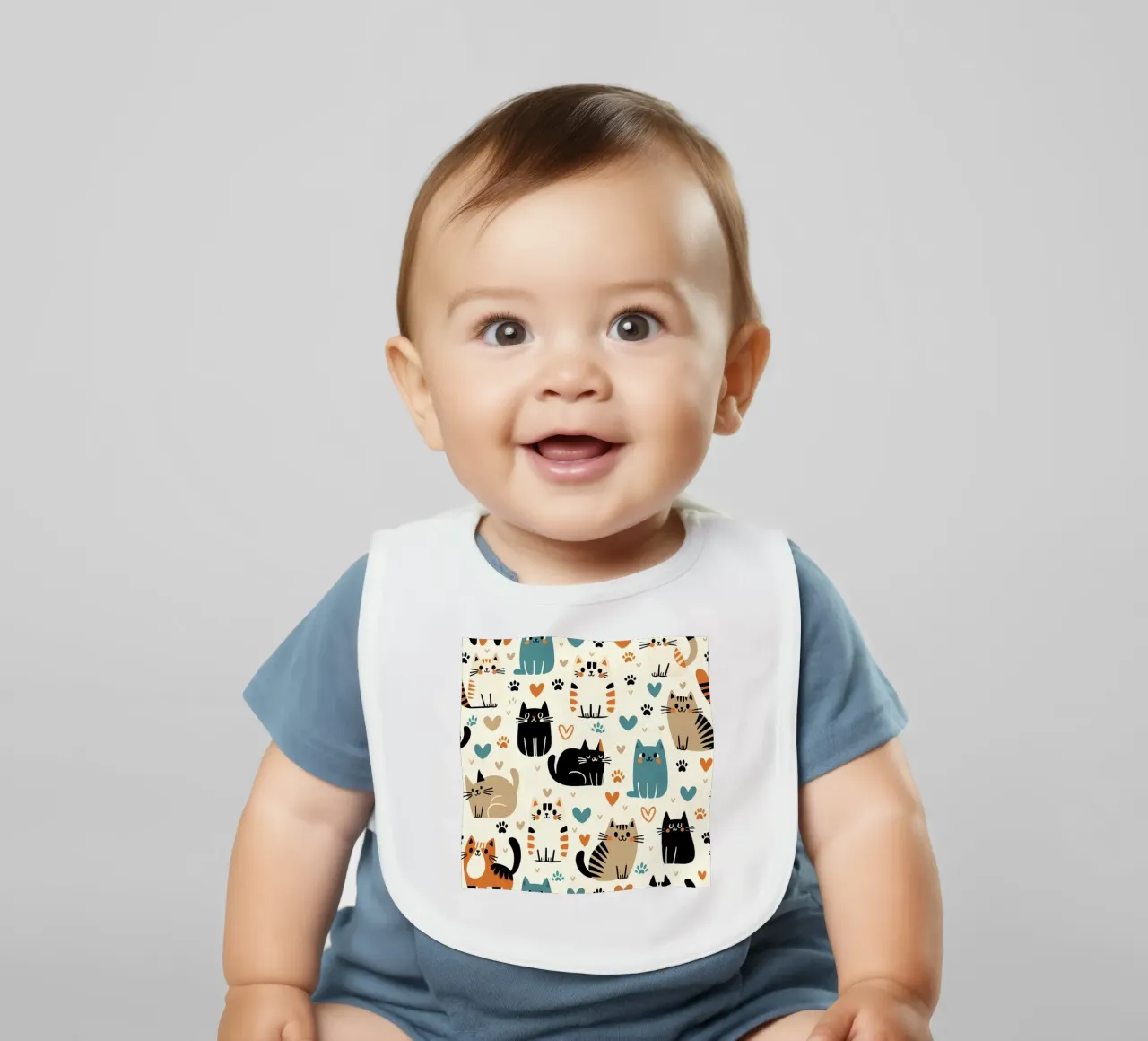 Cat Doodle Pattern baby bib by Happy Littles