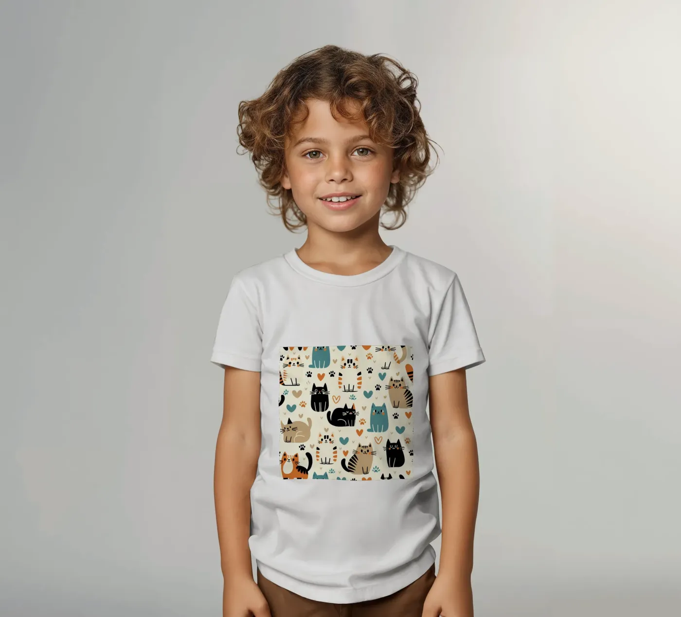 Schema di scarabocchio di gatto t-shirt bambini da Happy Littles
