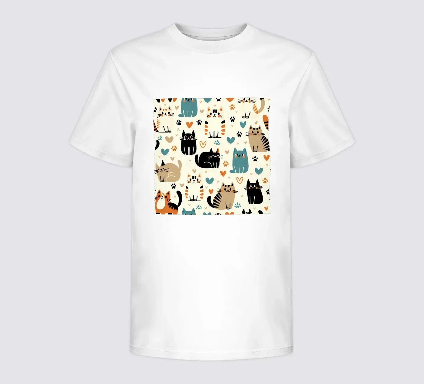 Schema di scarabocchio di gatto t-shirt bambini da Happy Littles