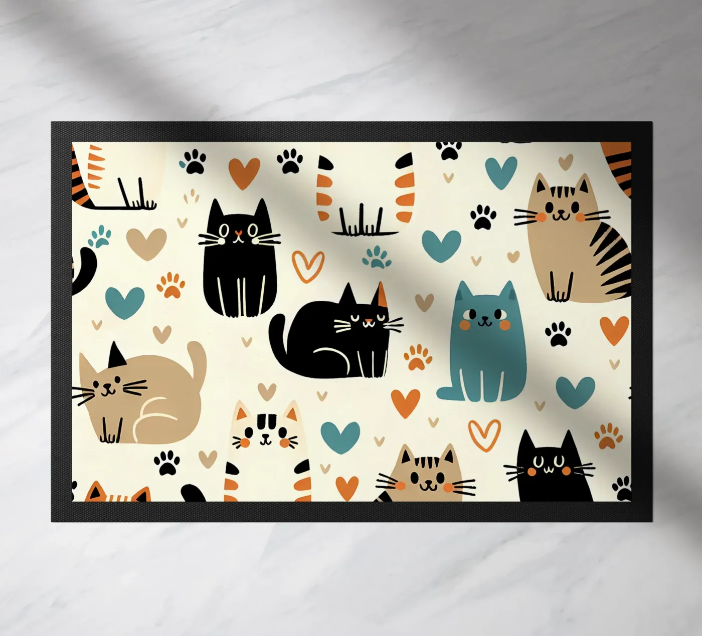 Motif de gribouillis de chat paillasson de Happy Littles