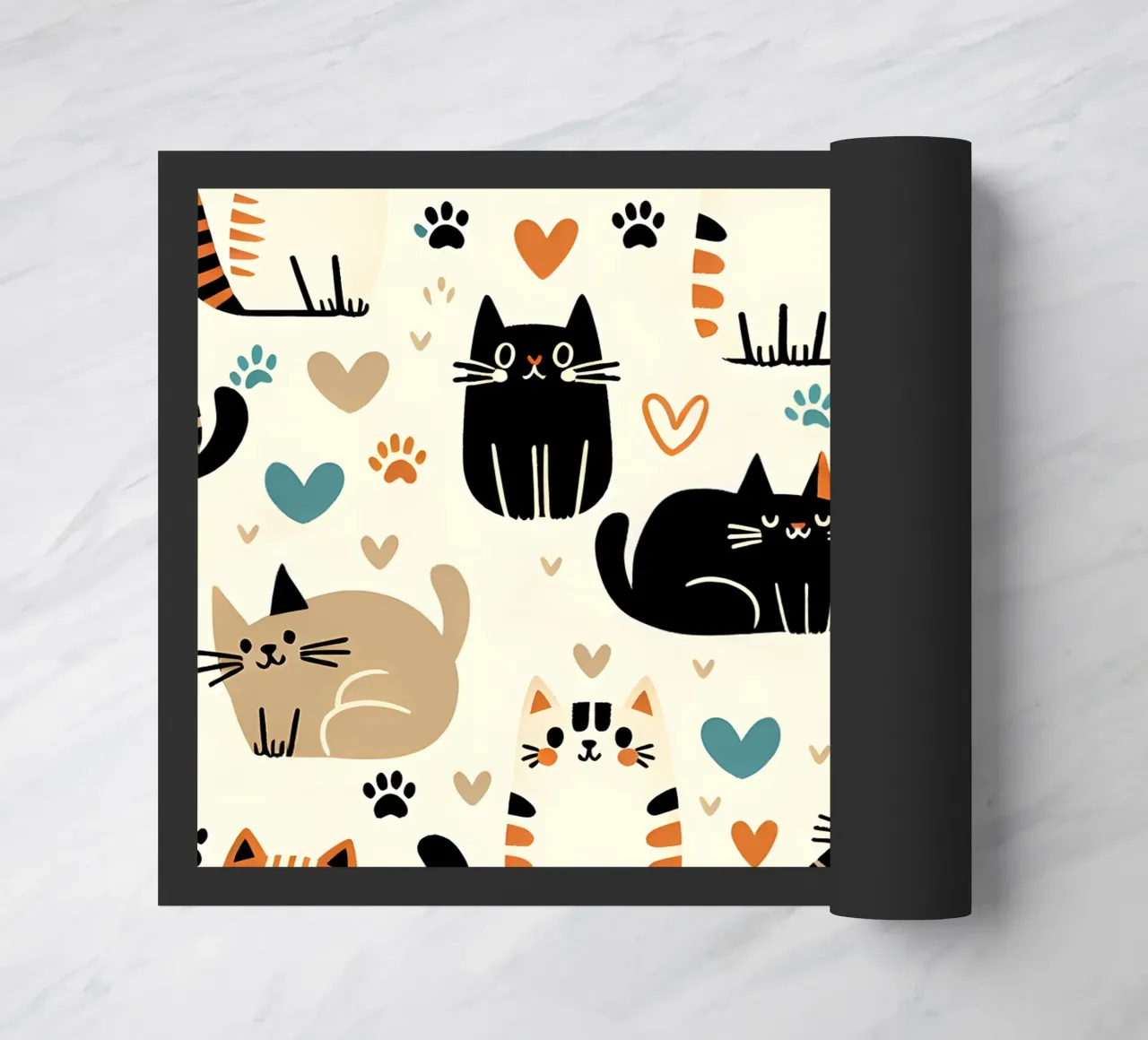 Cat Doodle Pattern doormat by Happy Littles
