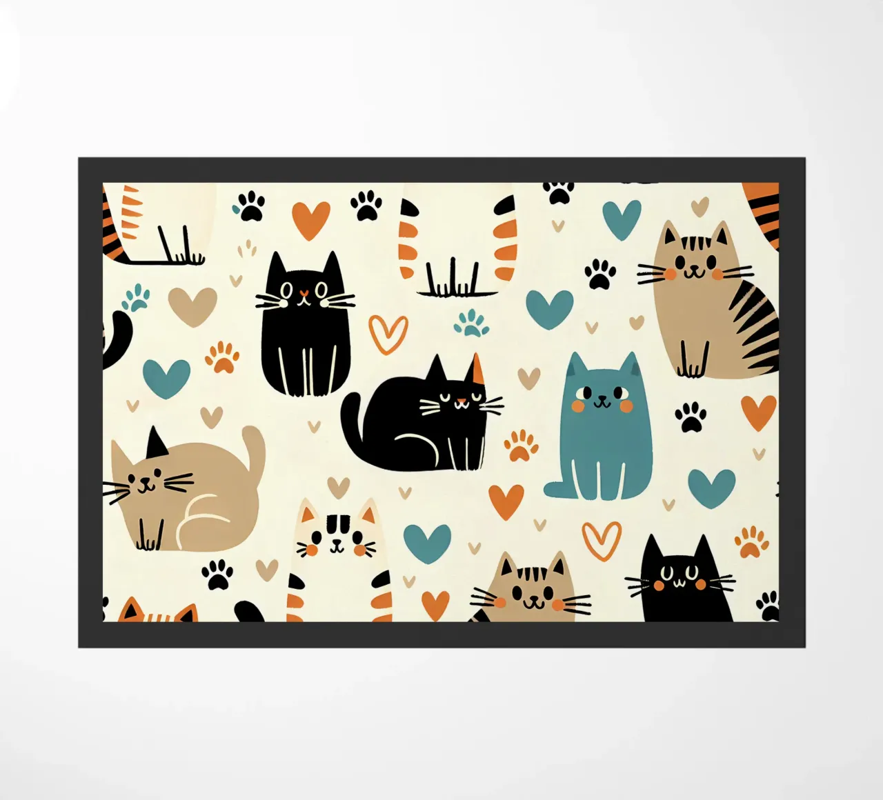Cat Doodle Pattern doormat by Happy Littles