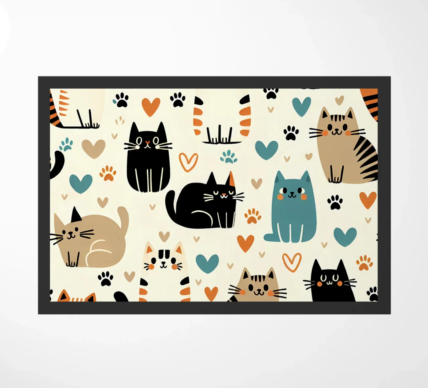 Motif de gribouillis de chat paillasson de Happy Littles