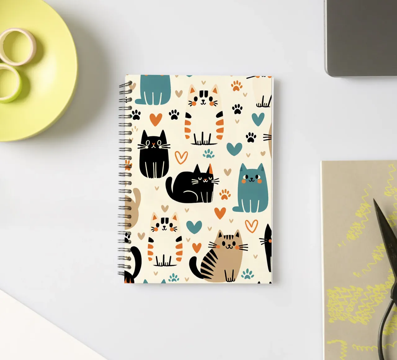 Cat Doodle Pattern spiral notebook by Happy Littles