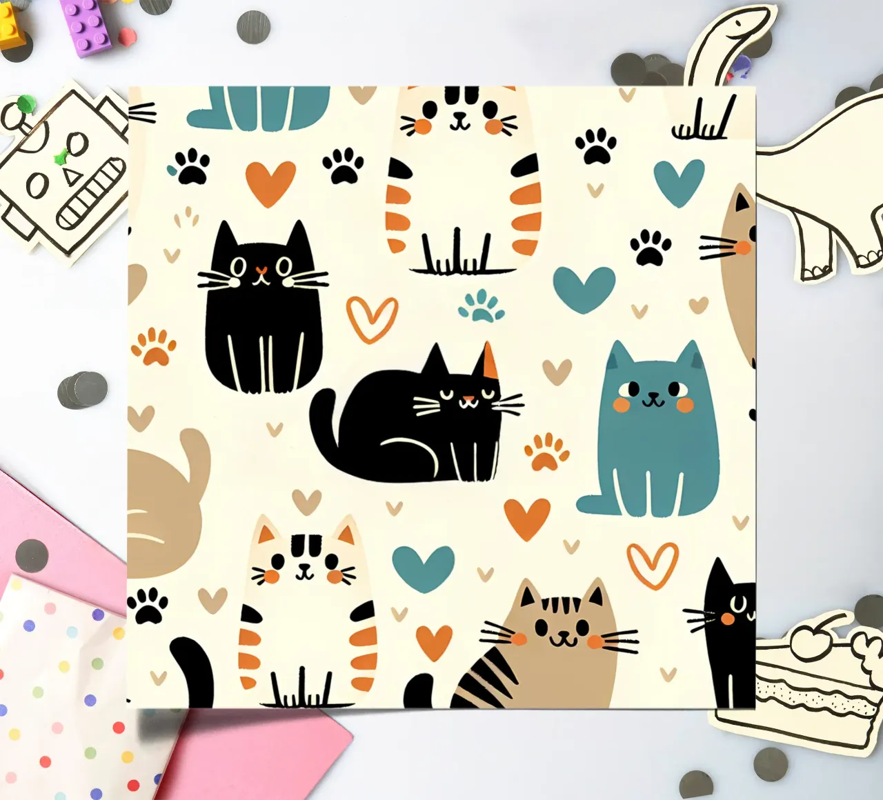 Cat Doodle Pattern sticker sheet by Happy Littles