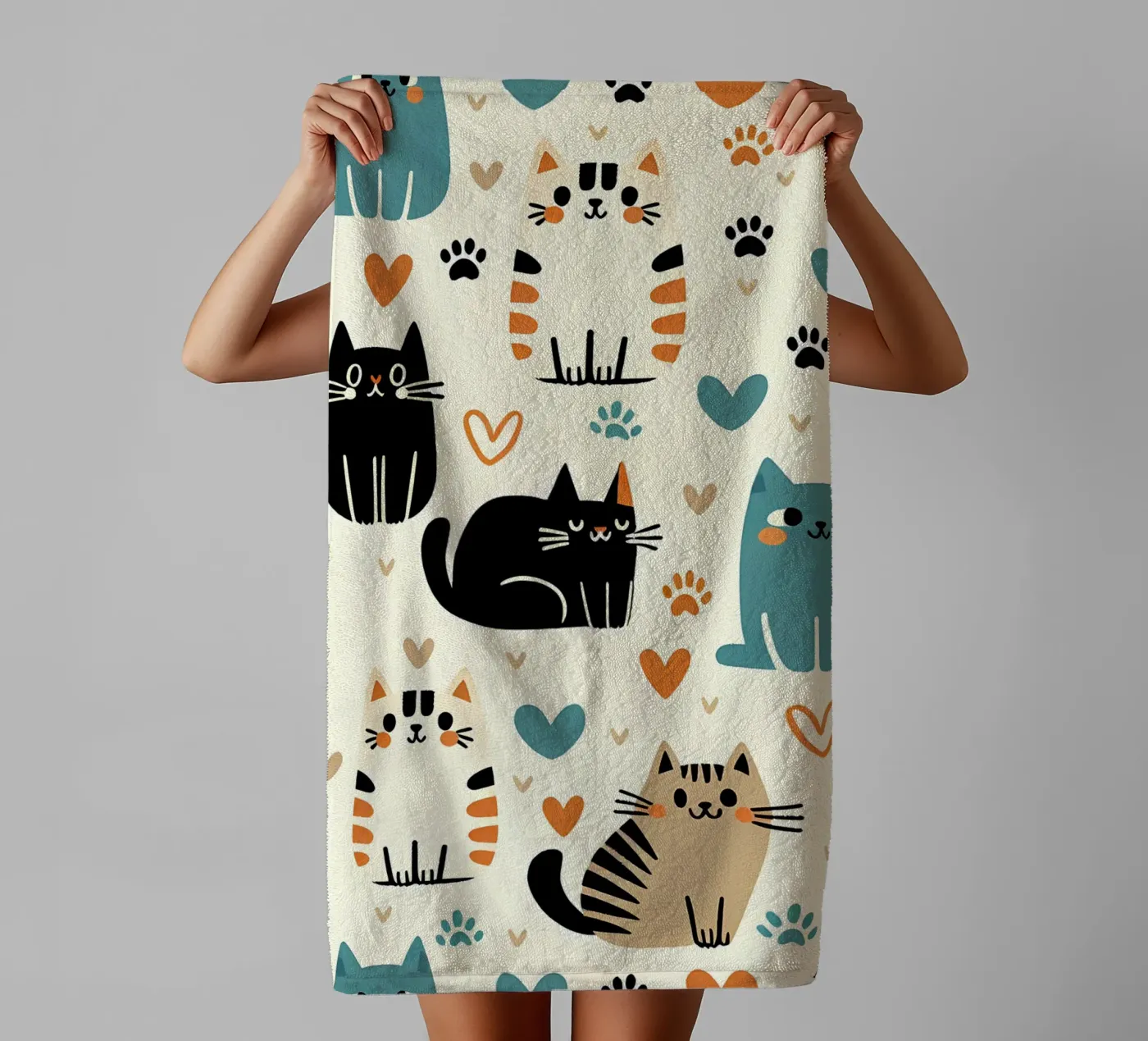 Cat Doodle Pattern badhanddoek van Happy Littles