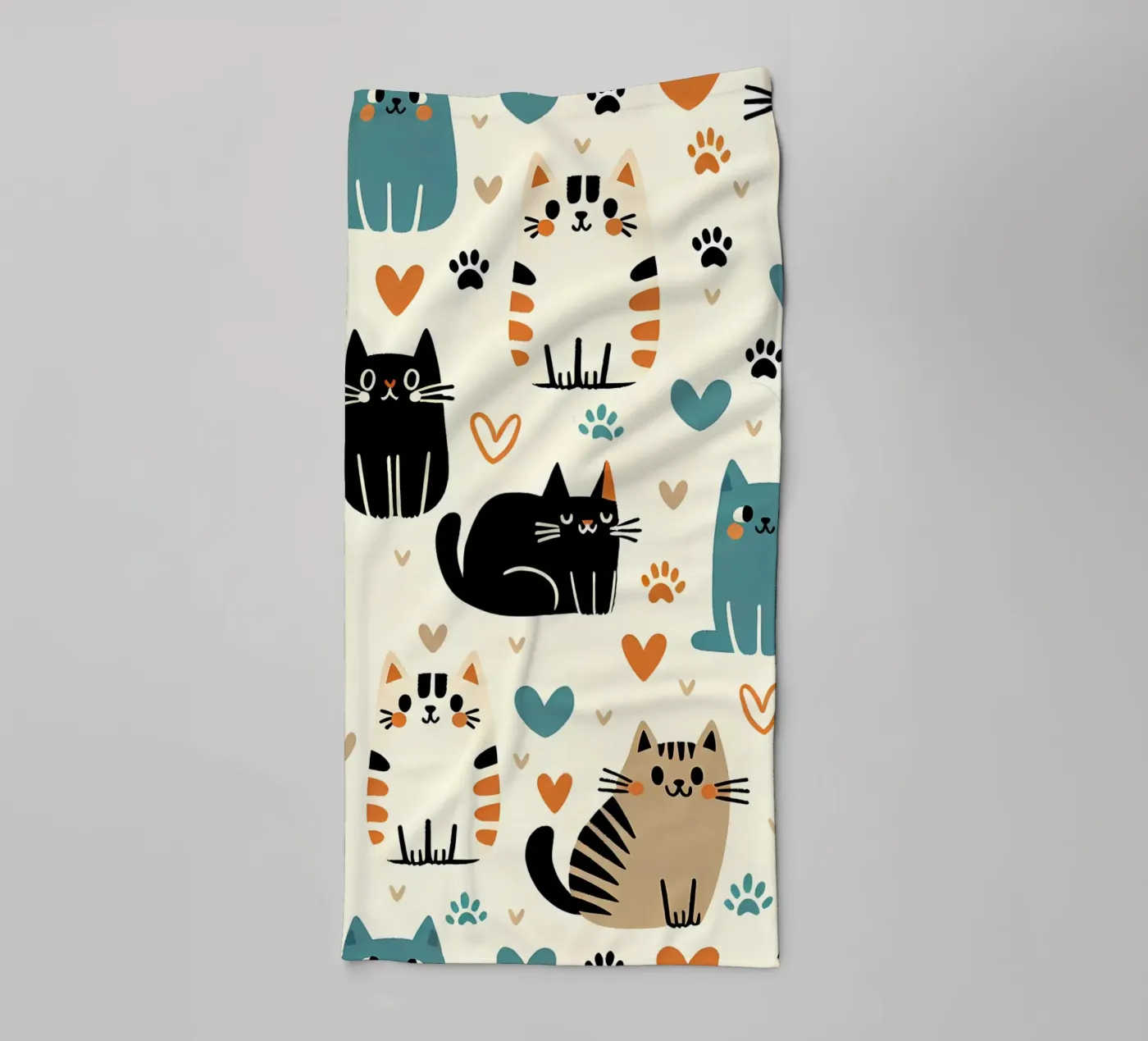 Cat Doodle Pattern badhanddoek van Happy Littles