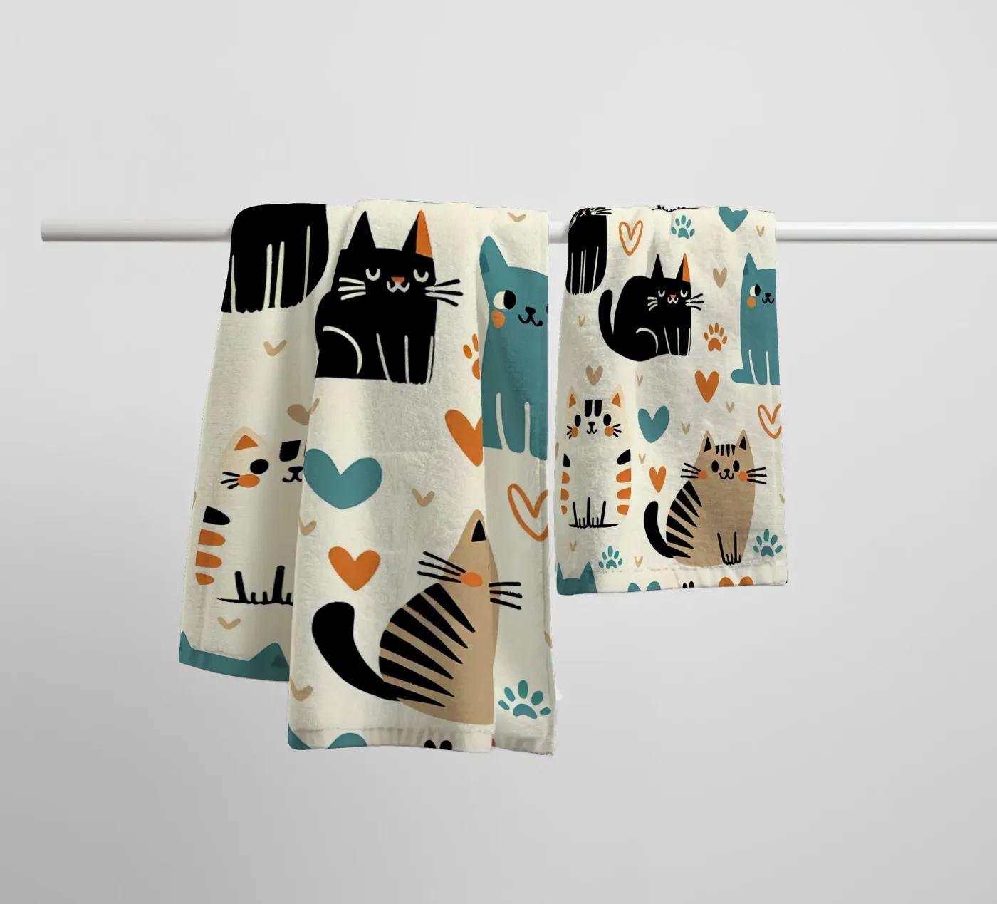Cat Doodle Pattern badhanddoek van Happy Littles