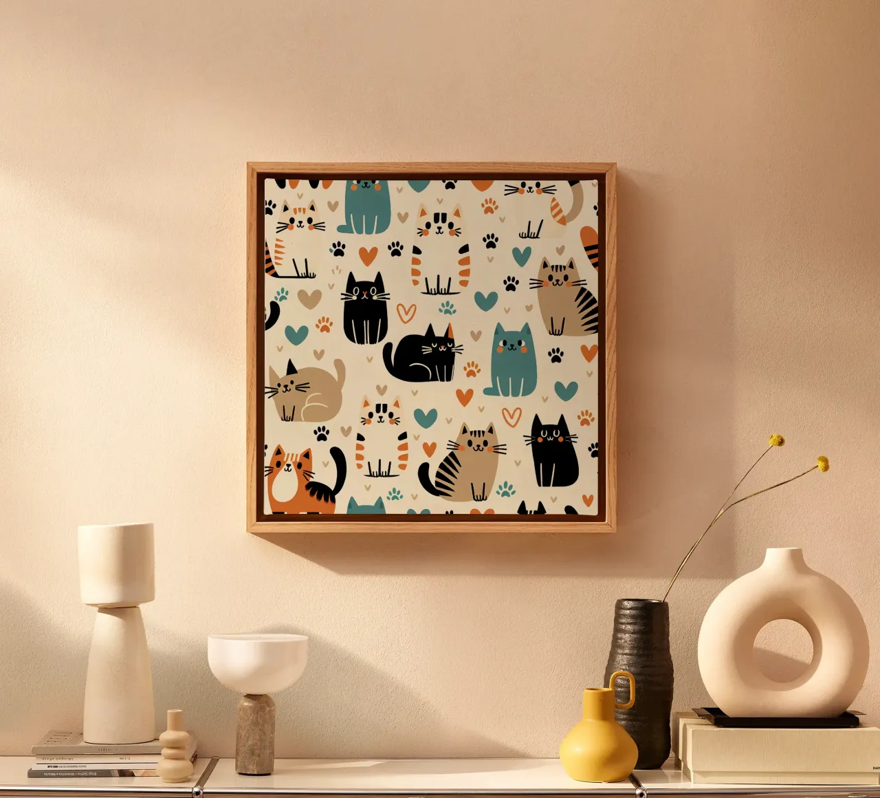 Schema di scarabocchio di gatto tela da Happy Littles