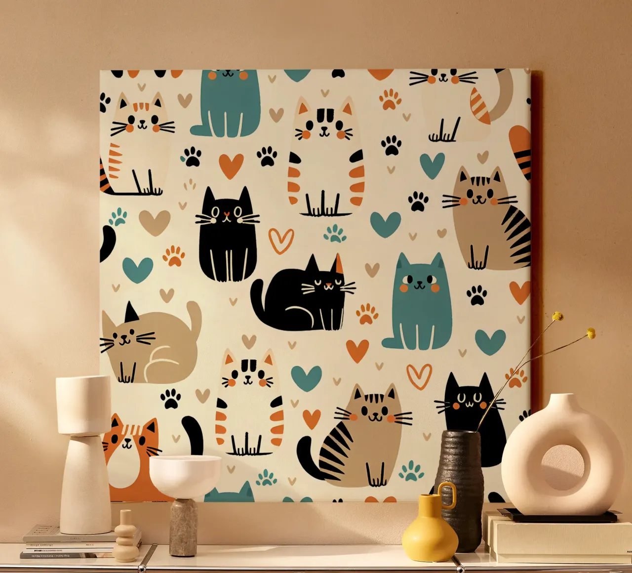 Schema di scarabocchio di gatto tela da Happy Littles