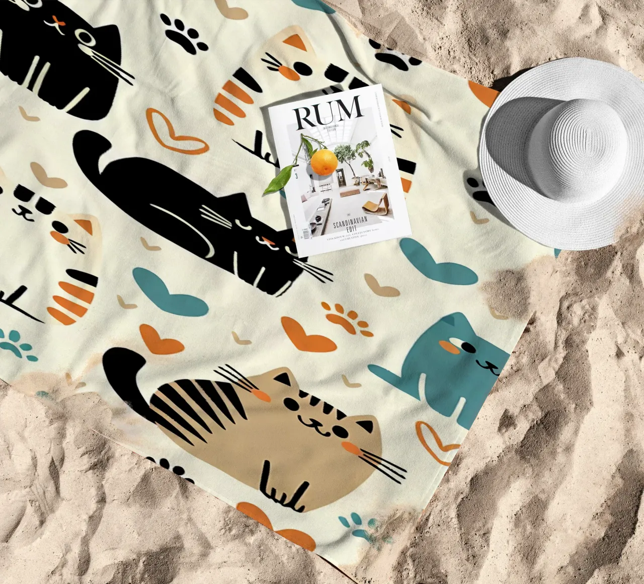 Schema di scarabocchio di gatto telo mare da Happy Littles