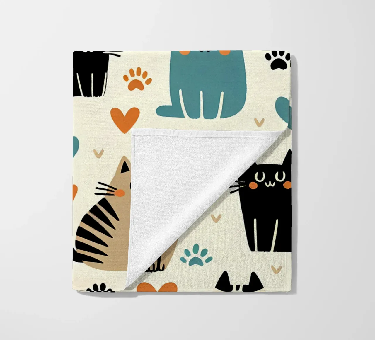 Cat Doodle Pattern beach towel by Happy Littles