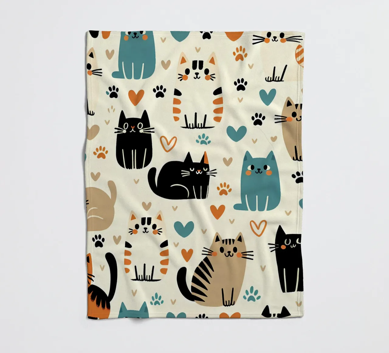 Cat Doodle Pattern fleece blanket by Happy Littles