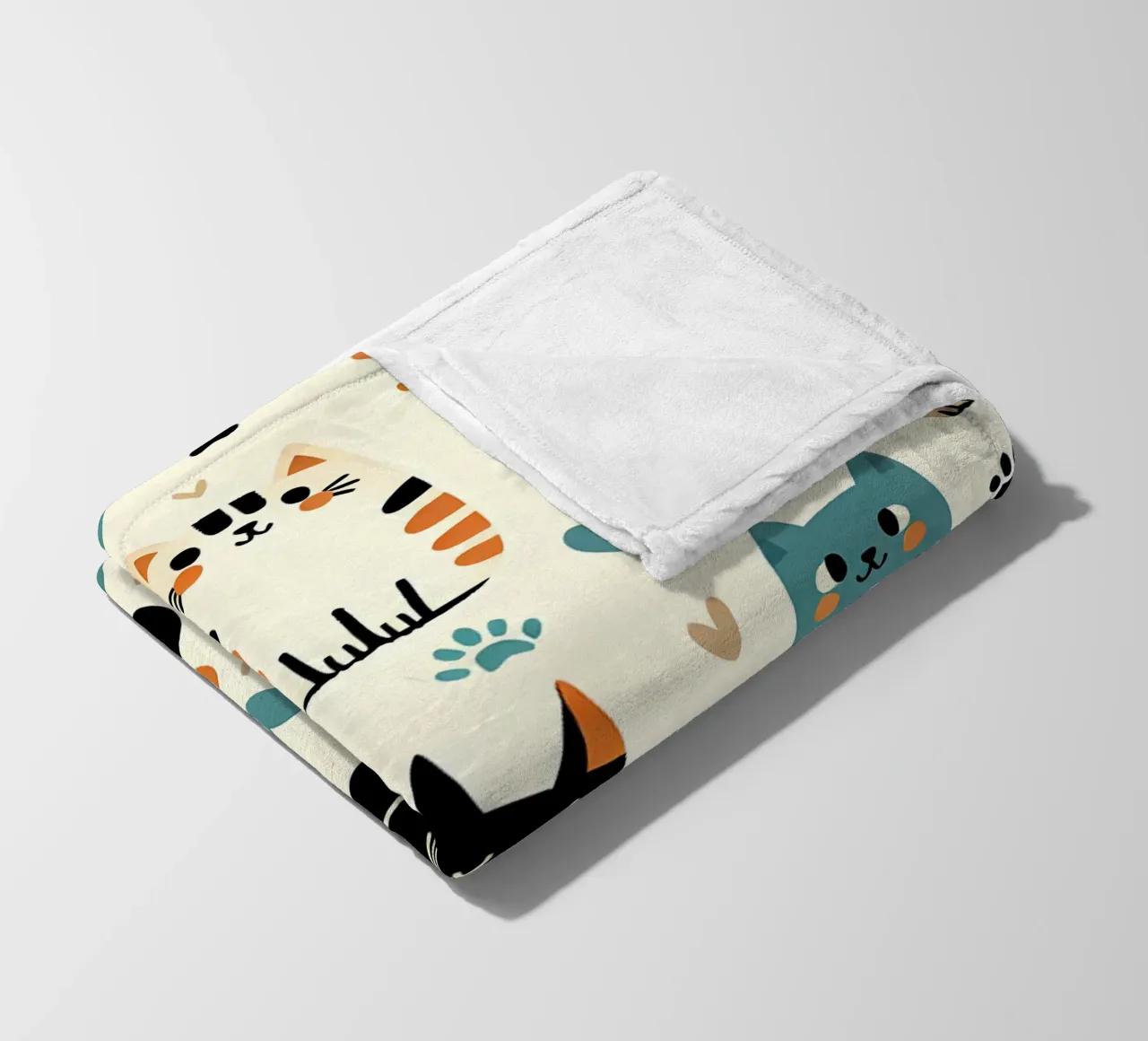 Cat Doodle Pattern fleece blanket by Happy Littles