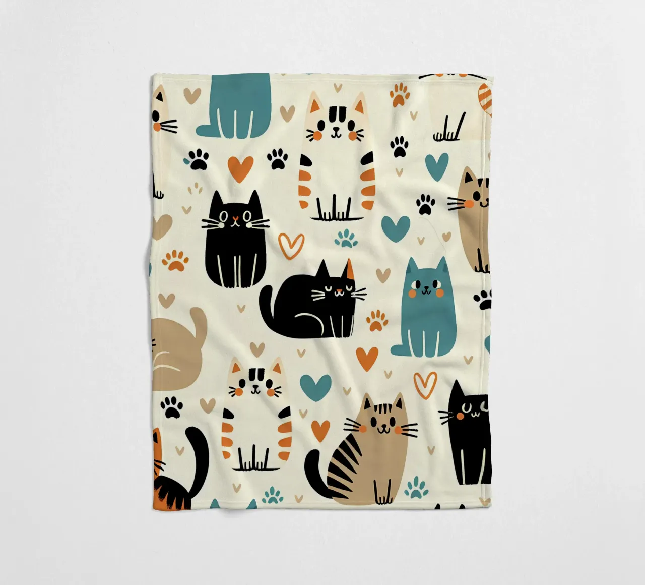 Cat Doodle Pattern fleecedeken van Happy Littles