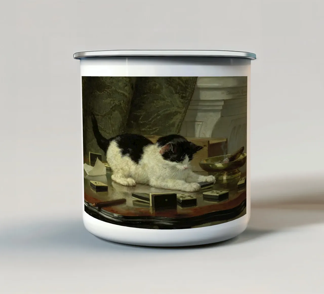 Henriette Ronner - Il gatto in gioco tazza in smalto da Wirla