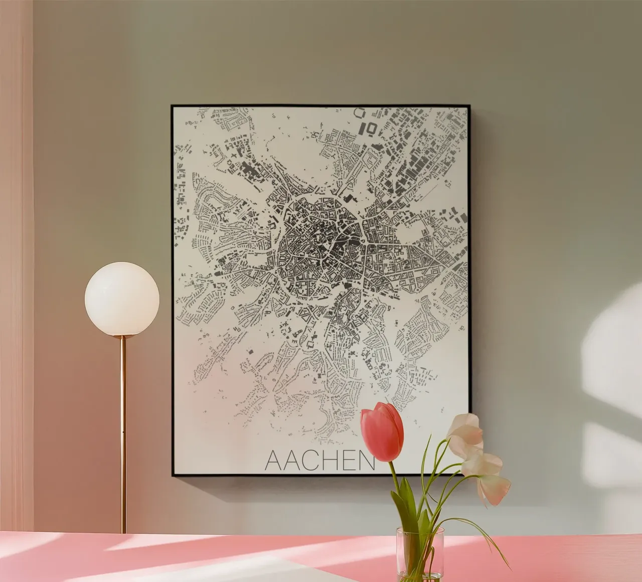 Stadtplan Aachen plexiglass da Raumreise Design