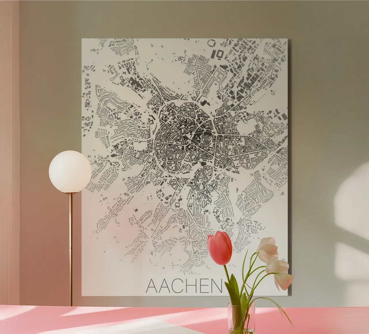 Stadtplan Aachen alluminio dibond da Raumreise Design