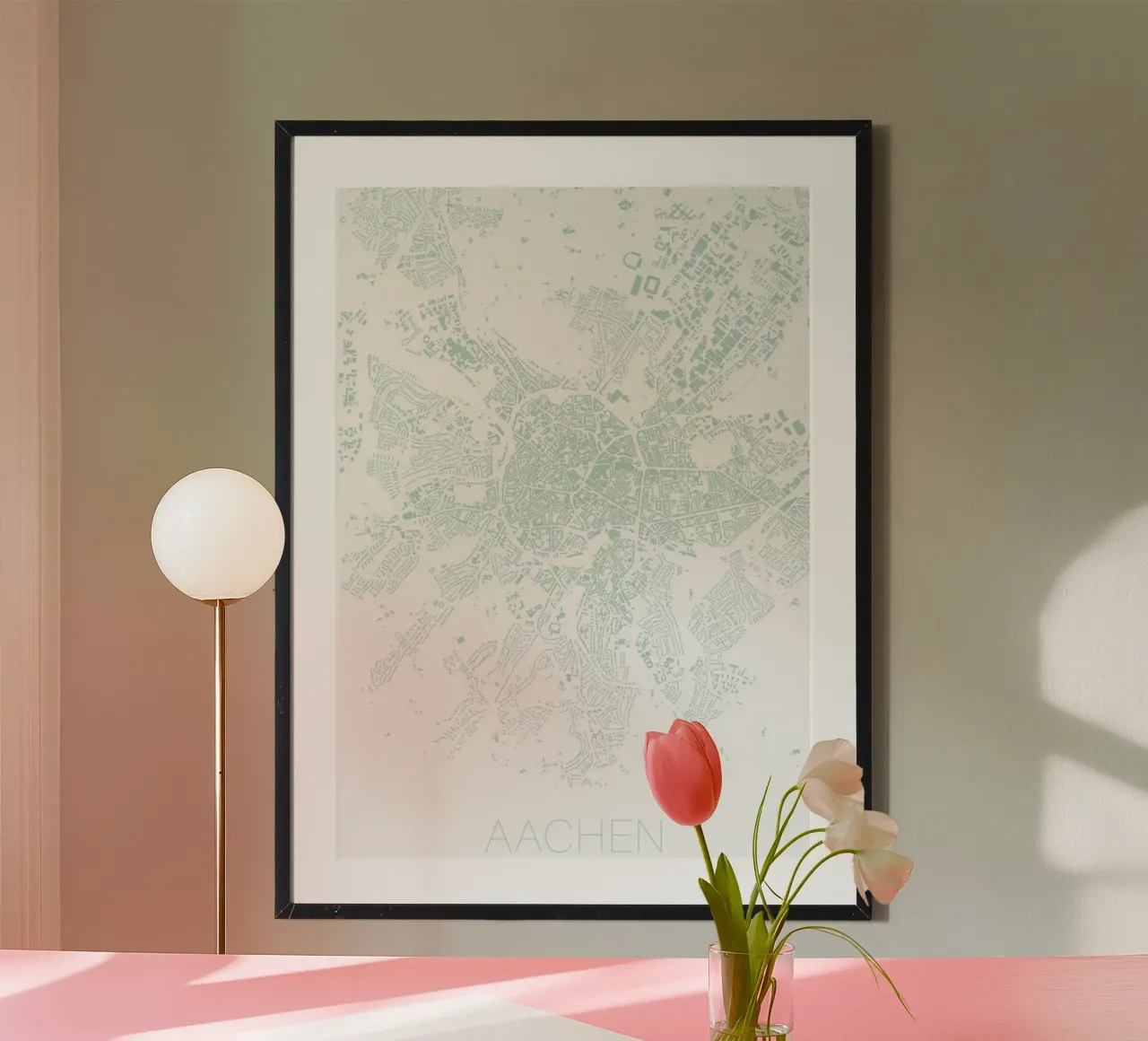 Stadtplan Aachen I türkis carta hahnemühle da Raumreise Design