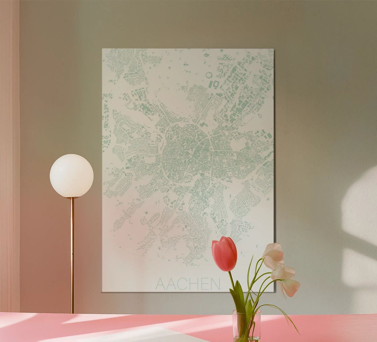 Stadtplan Aachen I türkis Poster von Raumreise Design