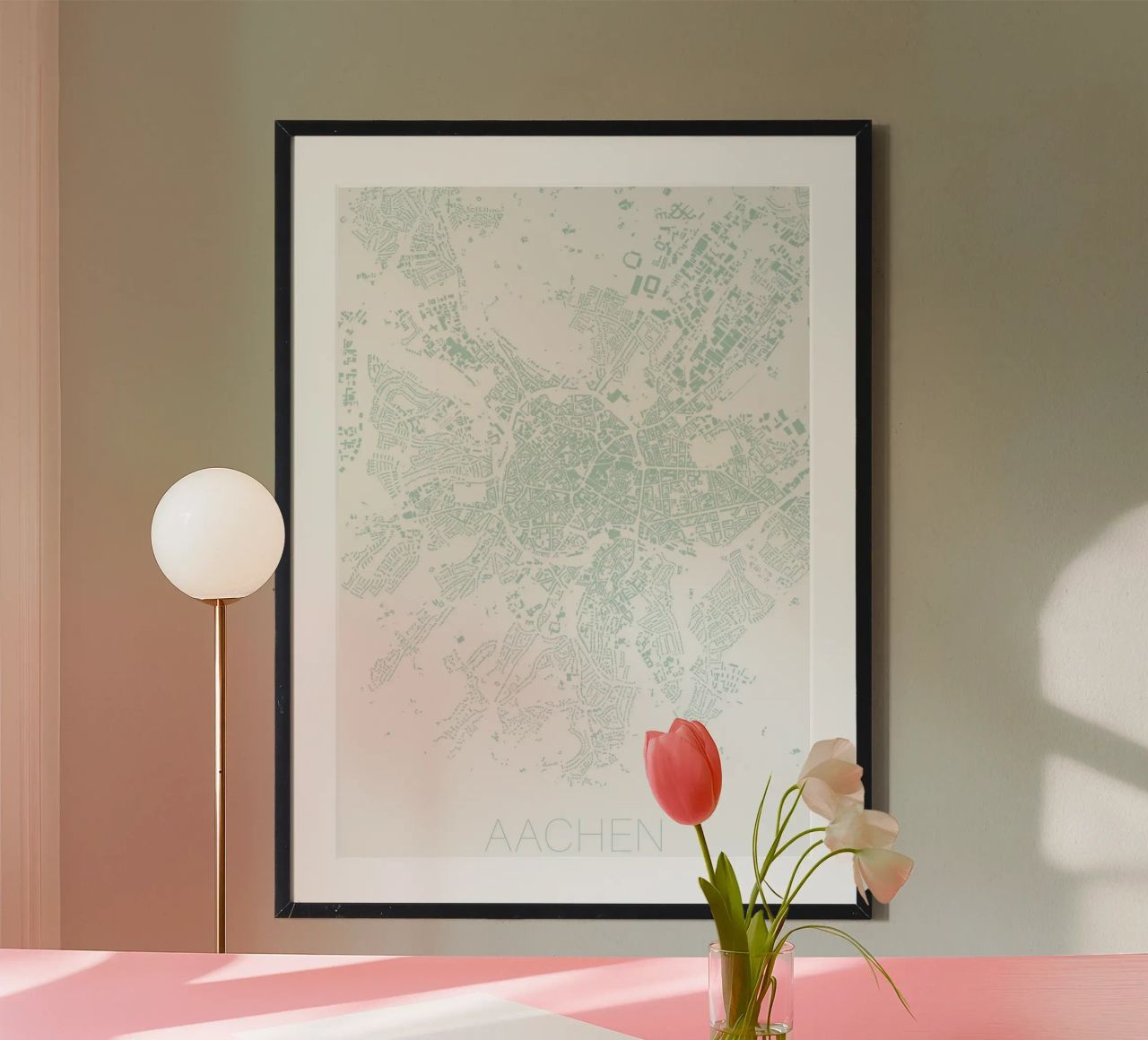 Stadtplan Aachen I türkis Poster von Raumreise Design