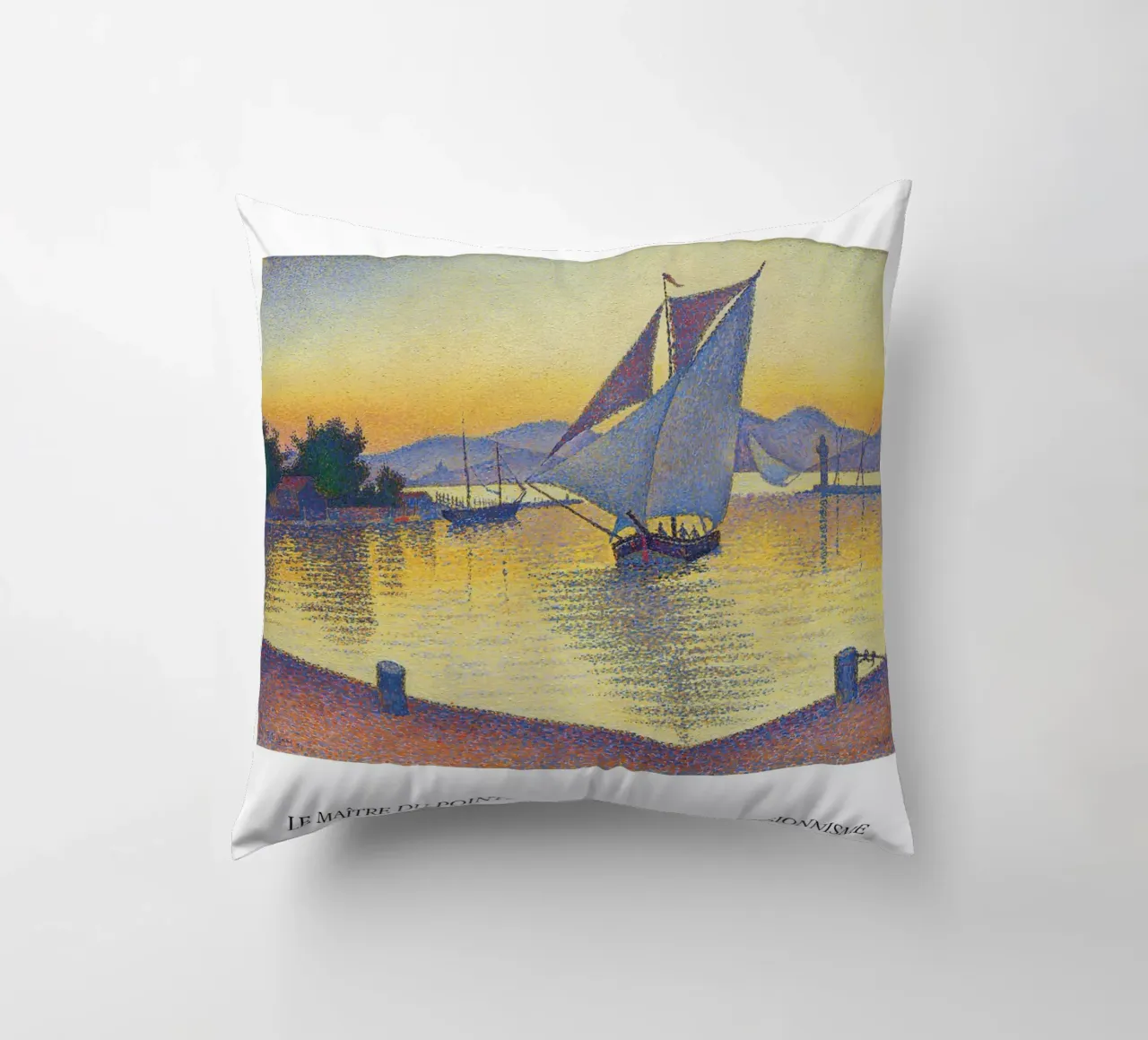 Paul Signac Port Sunset Pointillism Master Berggruen decorative cushion by NorwesClub