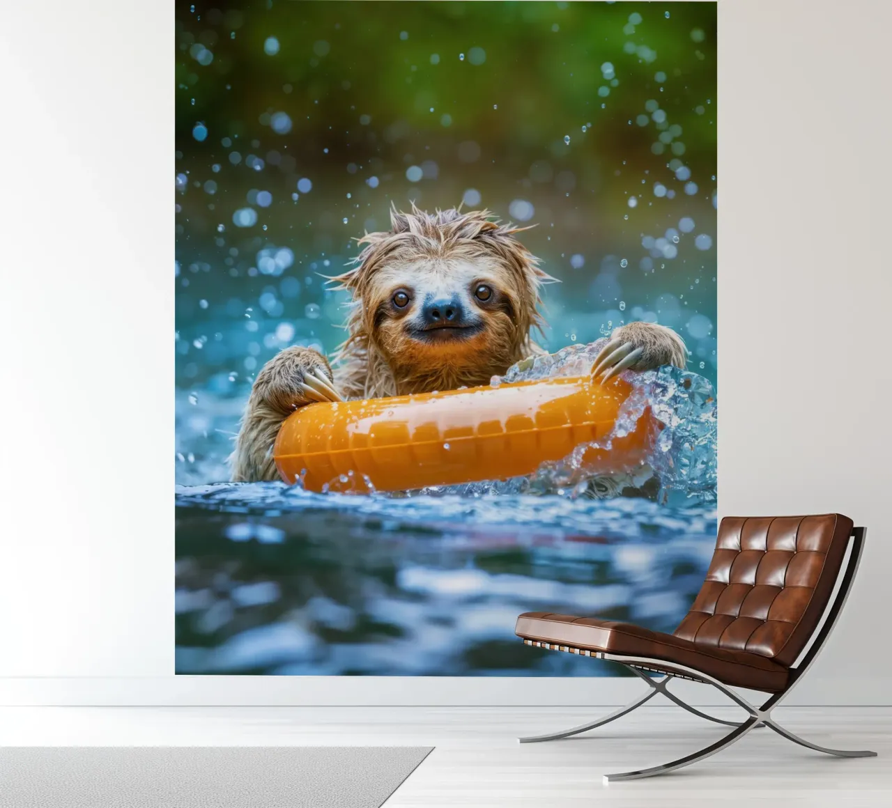 Luiaard in bad fotobehang van SlothStella