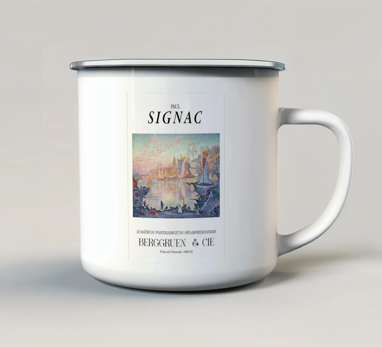 Paul Signac Saint-Tropez Port Pointillism Master Berggruen Emaille Tasse von NorwesClub