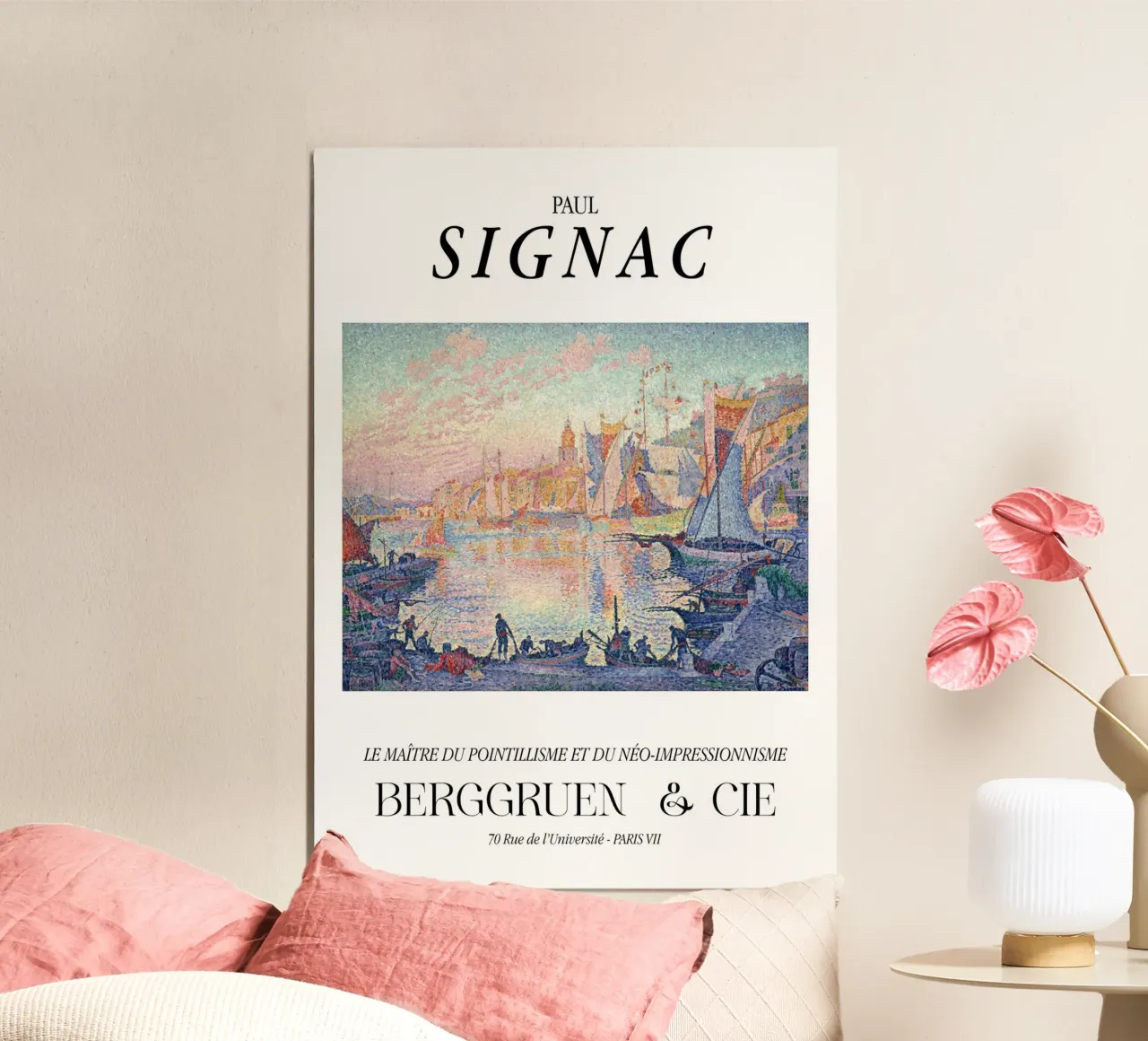 Paul Signac Saint-Tropez Port Pointillism Master Berggruen Poster mit Holzrahmen von NorwesClub