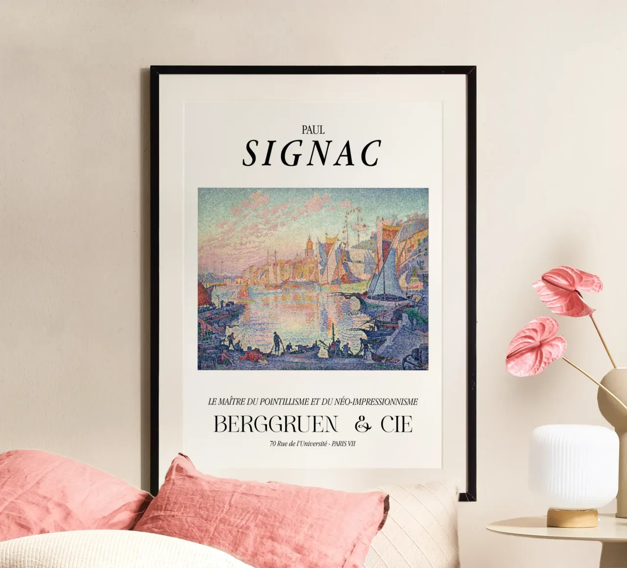Paul Signac Saint-Tropez Port Pointillism Master Berggruen Poster mit Holzrahmen von NorwesClub
