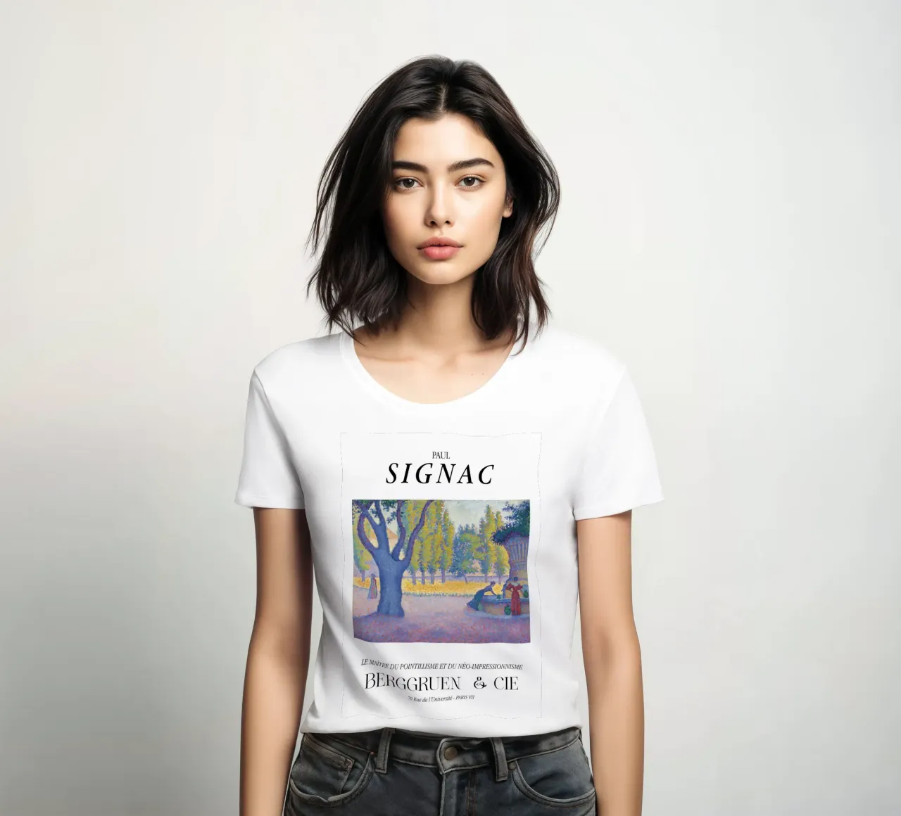 Paul Signac La Calanque Pointillism Master Berggruen women's fitted t-shirt by NorwesClub