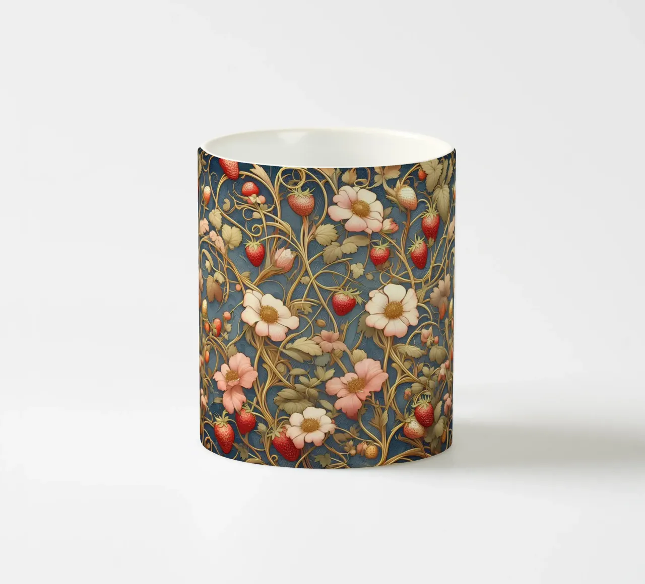 Erdbeerranken Keramik Tasse von Art-Nouveau-Dsg