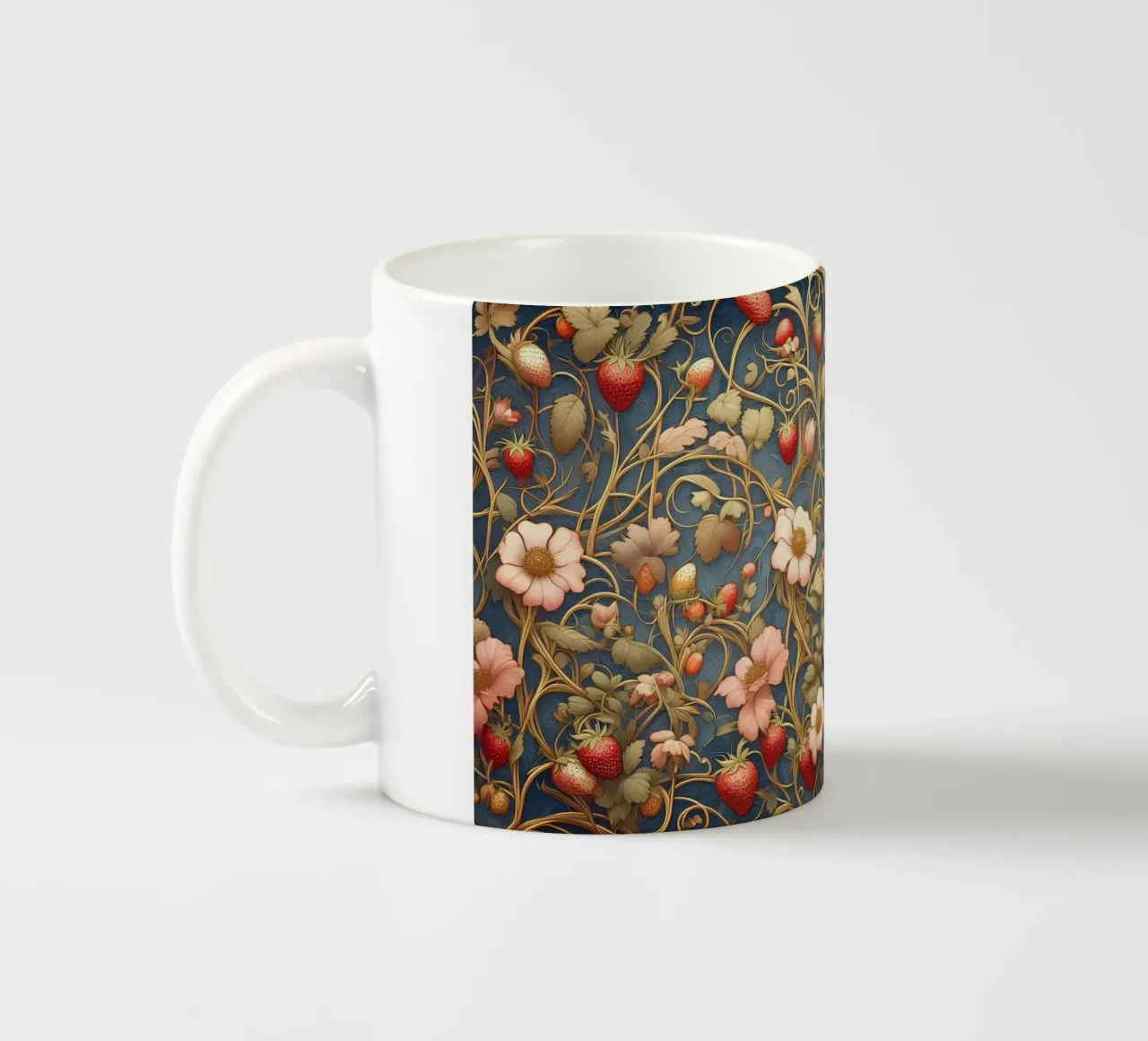 Erdbeerranken Keramik Tasse von Art-Nouveau-Dsg
