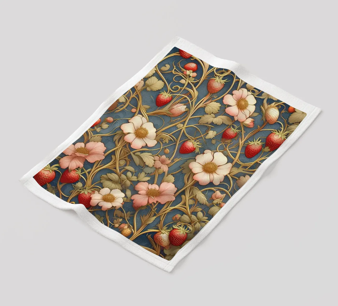 Erdbeerranken Fleecedecke von Art-Nouveau-Dsg