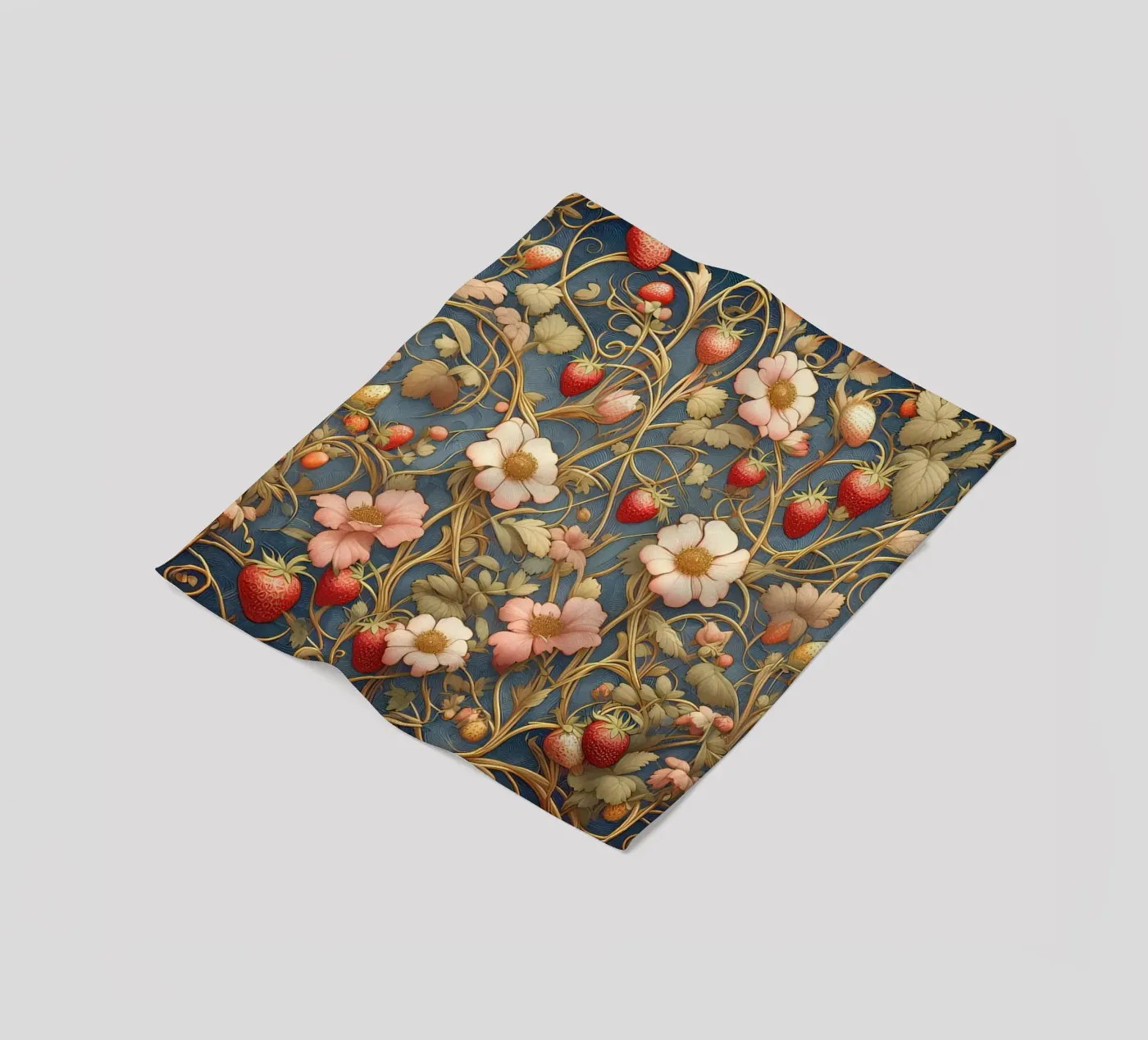 Erdbeerranken Fleecedecke von Art-Nouveau-Dsg