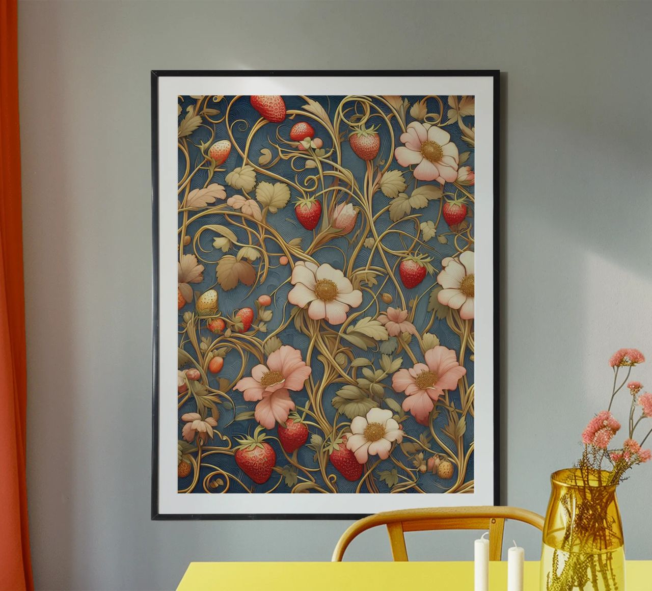 Strawberry vines poster by Art-Nouveau-Dsg