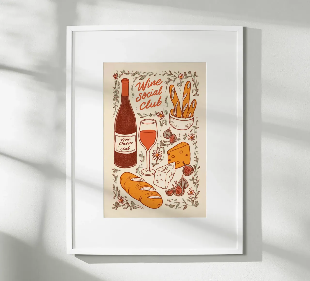 Wine Social Club poster con telaio in plastica da Melloi Art Print