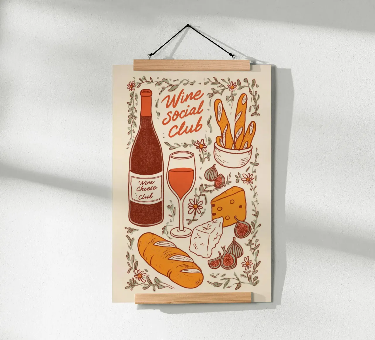 Wine Social Club poster con telaio in plastica da Melloi Art Print